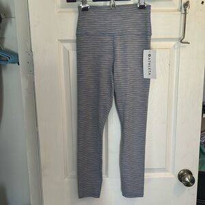 NWT Blue striped Athleta Transcend 7/8 Leggings
